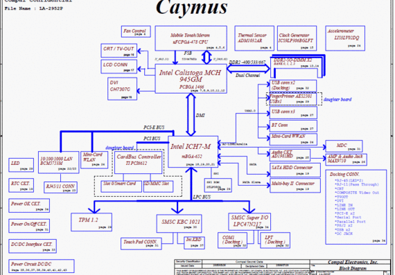 HP Compaq nc6400 (UMA) - Caymus LA-2952P - rev 1.0 - Notebook Motherboard Diagram