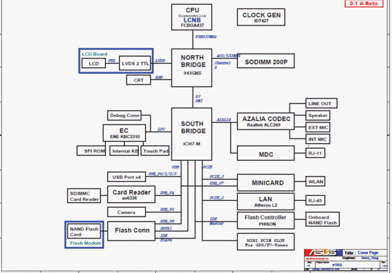 Asus Eee PC P703 rev 1.2G - Notebook Motherboard Diagram