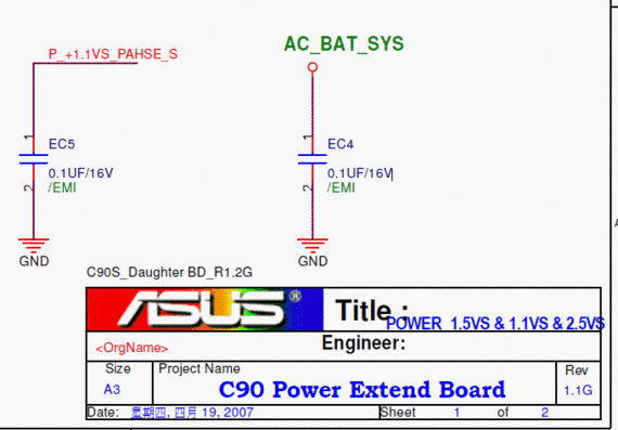 Схема питателей ноутбука ASUS C90 - rev 1.1G