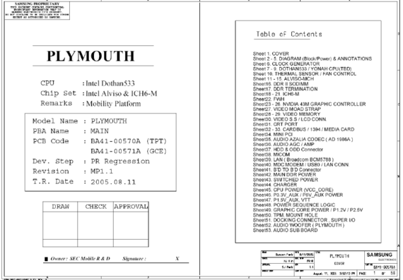 Samsung NP-M70 - PLYMOUTH - rev MP1.1 - Схема материнской платы ноутбука