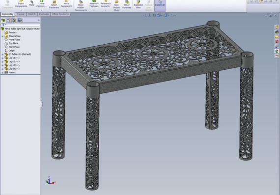 Металлический стол - 3D модель