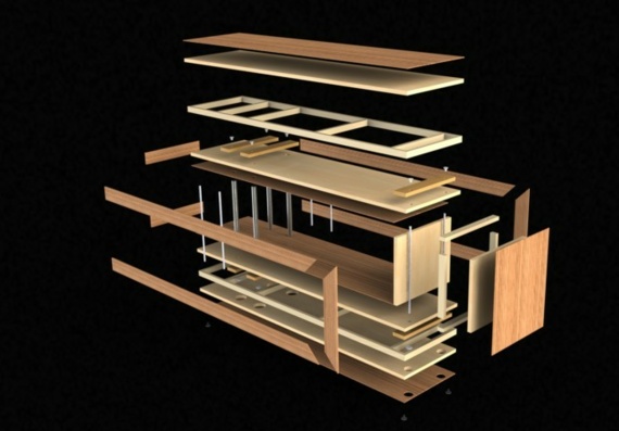 Современный Деревянный Стол-Скамья - 3D модель