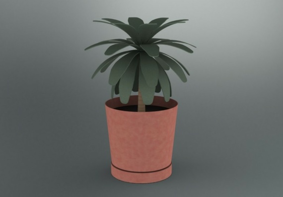 Растение в горшке - 3D модель