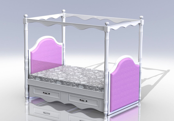 Женская кровать с пологом - 3D модель