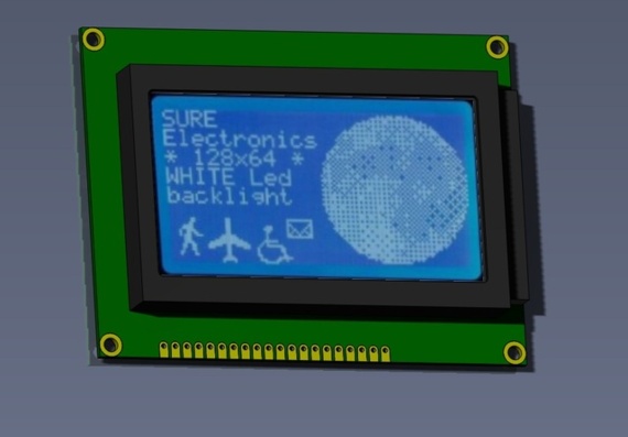 128x64 Точечный матричный ЖК-монитор - 3D модель