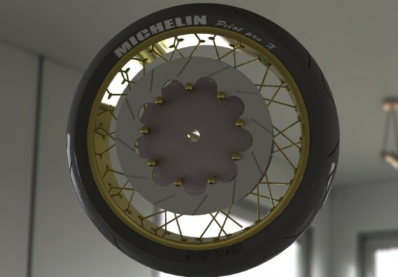 Front wheel of motorcycle in 3D