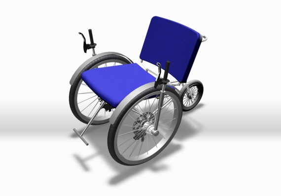 Three-wheeled front-wheel wheelchair - 3D model