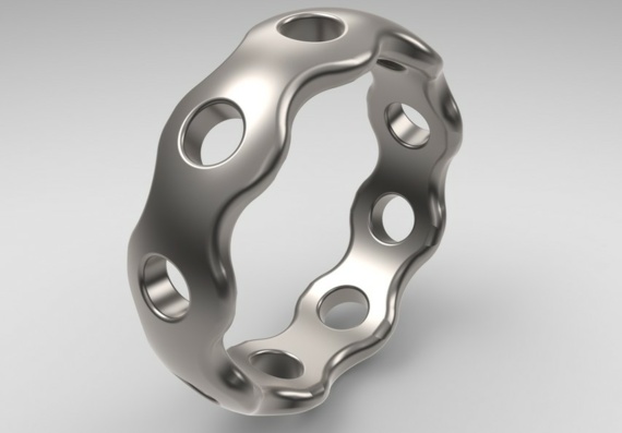 Волнистое титановое кольцо - 3D модель