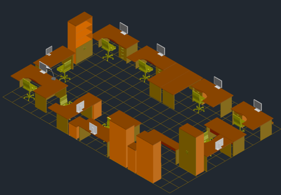 Arrangement of furniture in the office. 3d
