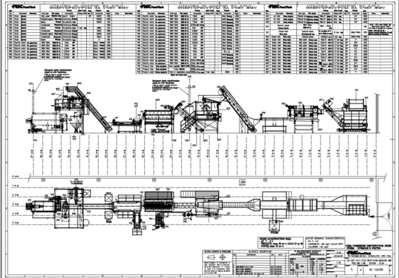 Arrangement diagram of power presses of the receiving - flushing and cleaning line
