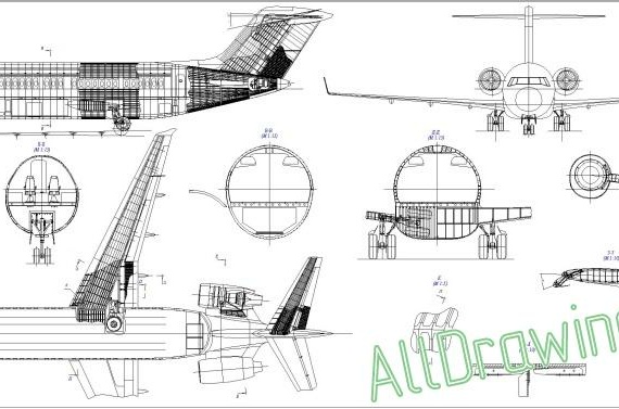 Aircraft and cantilever layout drawing