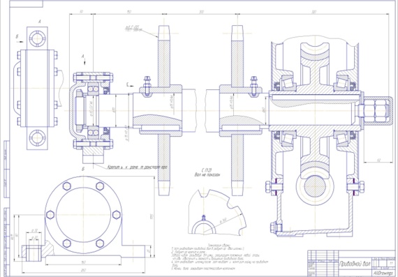 General view drawing of worm gear box with explanatory note