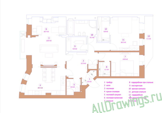Дизайн - проект 3-х комнатной квартиры