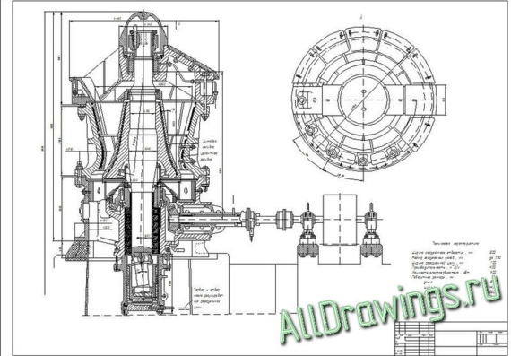 Drawings of general view of KKD-900-100 cone crusher