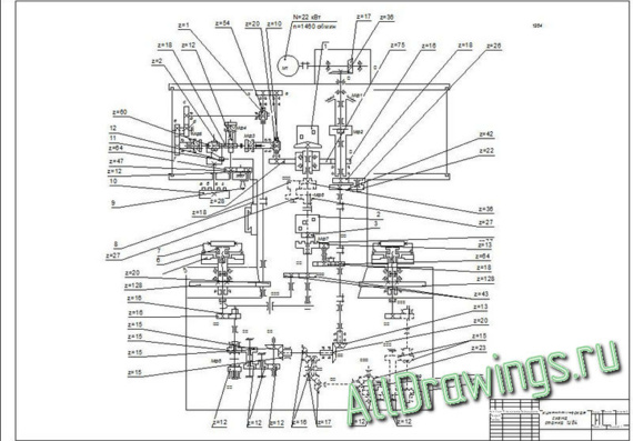 Kinematic diagram of machine 1284