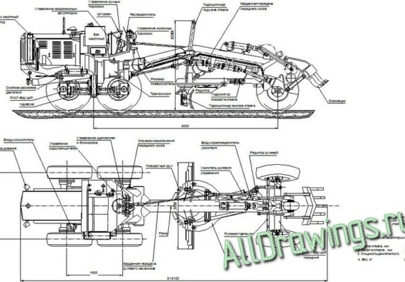 Heavy three-axle motor grader with hydraulic control