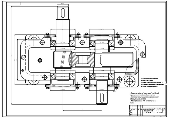 Assembly drawing and gearbox specification of cylindrical single stage