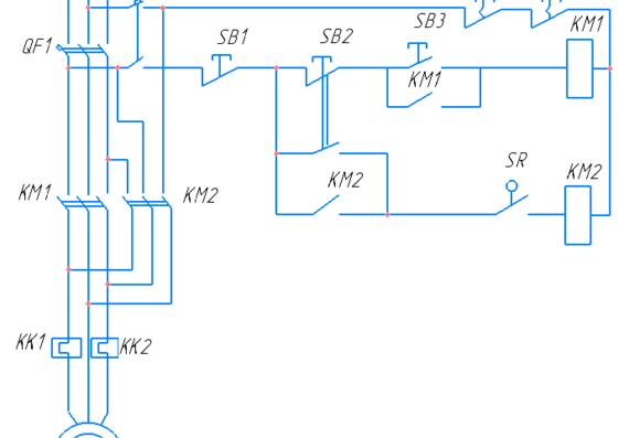 Electrical circuit diagram of asynchronous motor anti-switch braking 