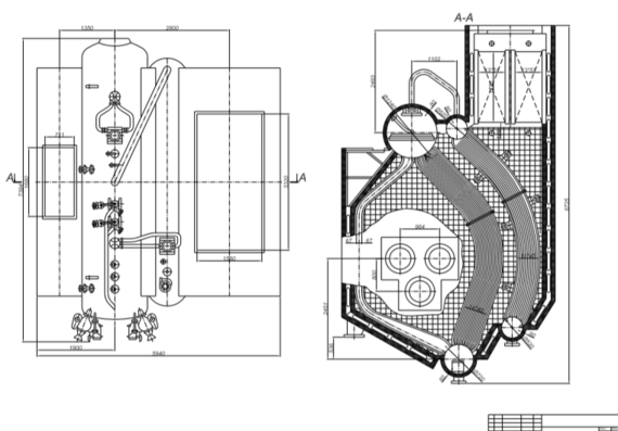 Drawing of KVG-5 water tube boiler
