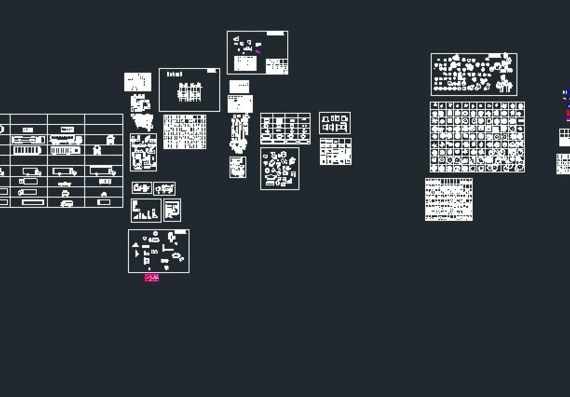 Base of objects (sofas, chairs, washes, doors, car trees, etc.) to create drawings in the autocade