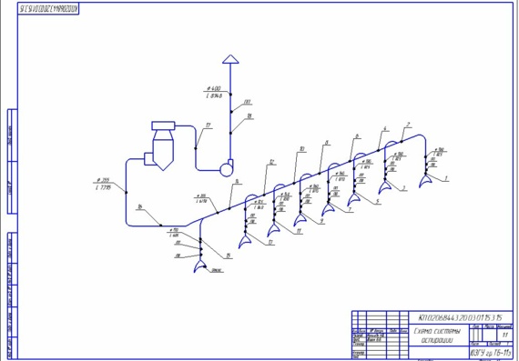 Изображение схемы системы аспирации гальванического цеха