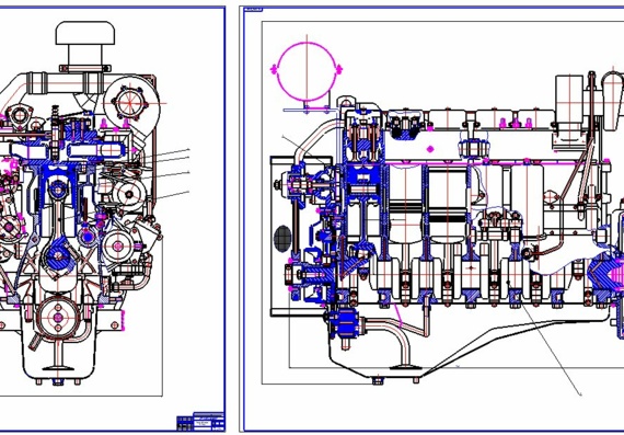 Longitudinal and transverse sections of D-467-10i engine 
