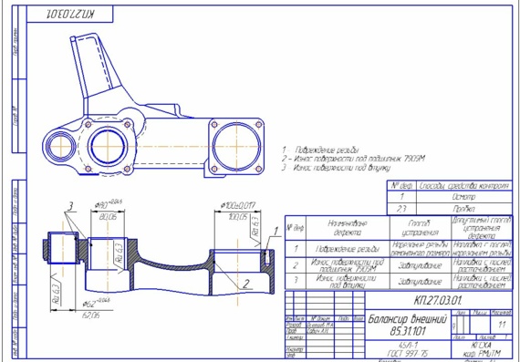 Разработка технологии ремонта внешнего балансира каретки подвески трактора ДТ-75