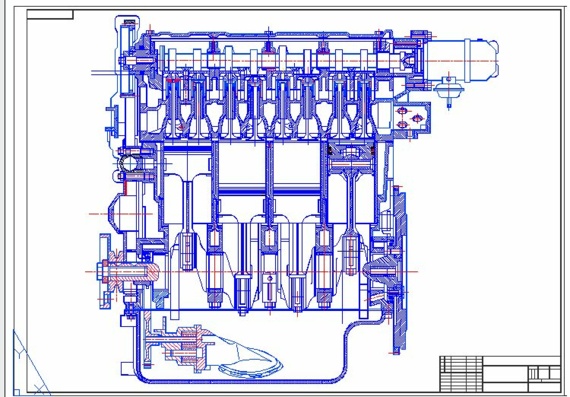 Longitudinal section of Citroen-171A engine