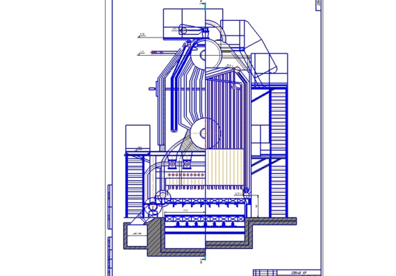 Drawing of DKVR steam boiler 20-13-250