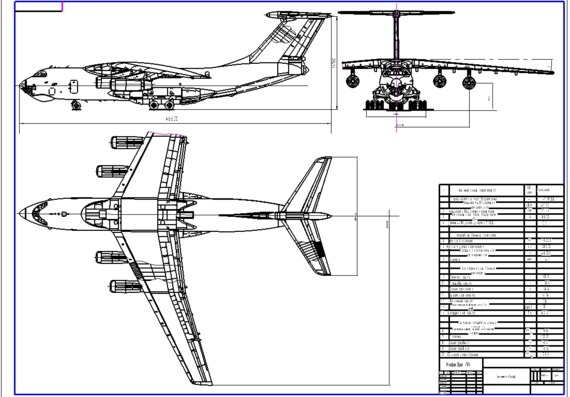 Drawing of general view of IL-76 aircraft