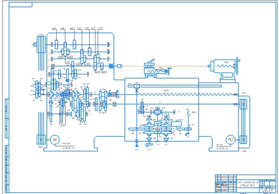 Kinematic diagram of 1K62 machine