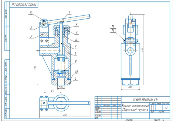 Assembly drawing. Feed valve