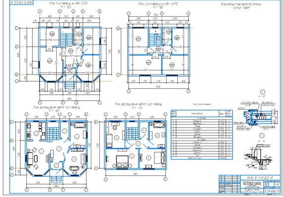 Архитектурный план 2-х этажного дома в стиле лофт