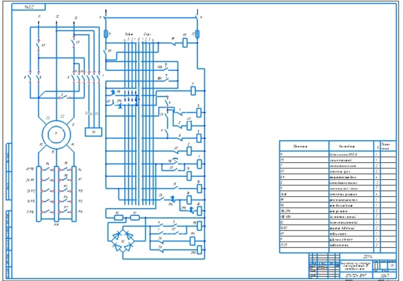 Принципиальная схема электропривода подъема с магнитным контроллером ТСАЗ-160