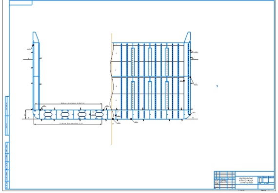 Конструктивный чертеж мидель-шпангоута контейнеровоза