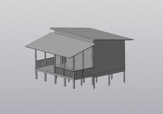 Frame of house on piles