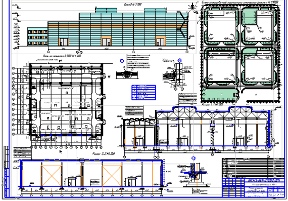 Architecture of one-storey industrial building