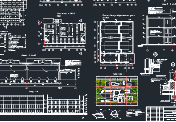 Project of industrial building with general plan