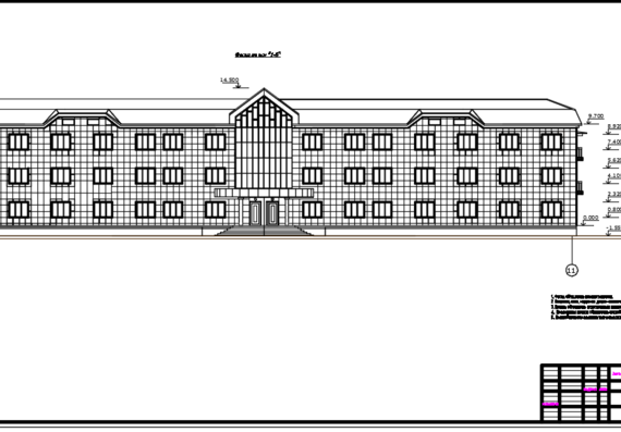 Project of administrative 3-storey arceless building