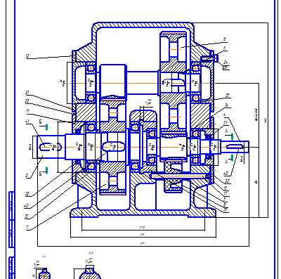Coaxial cylindrical two-stage reduction gear