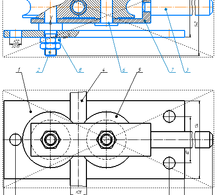 Image of the roller fixture for manual bending of pipes