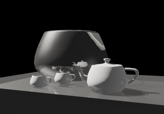 Модель посуды в 3D MAX с отражением