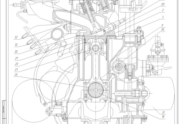 Cross section of VAZ 2108 engine