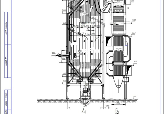 Longitudinal section of E-75-4-445GM boiler