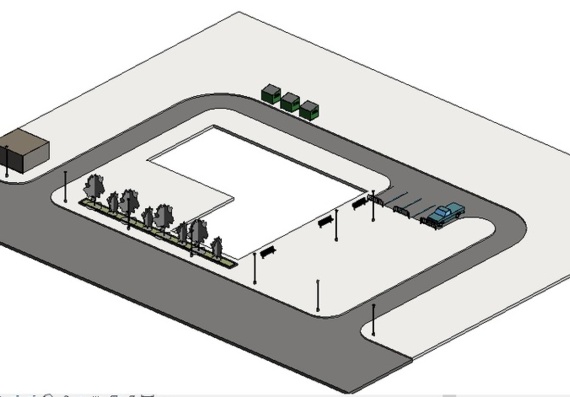 Example of a plot plan with parking for a small house