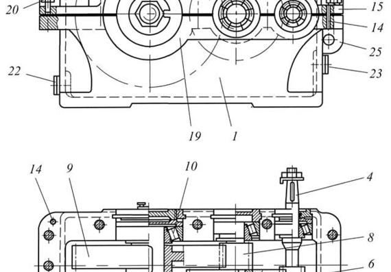 Specification and assembly drawings of individual gearbox parts