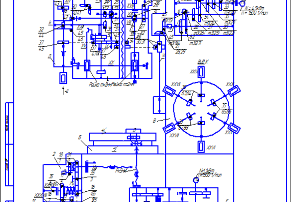 Kinematic diagram of machine 2P135F2