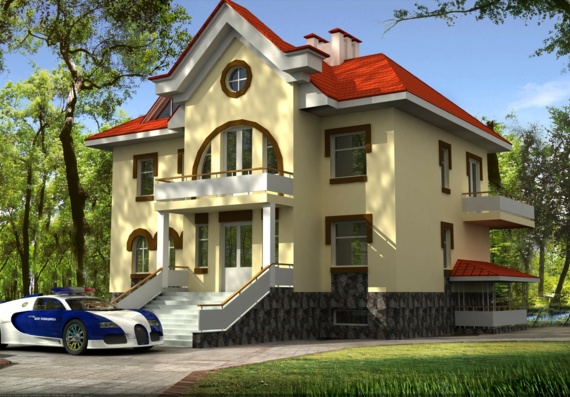 two storey residential building with attic 