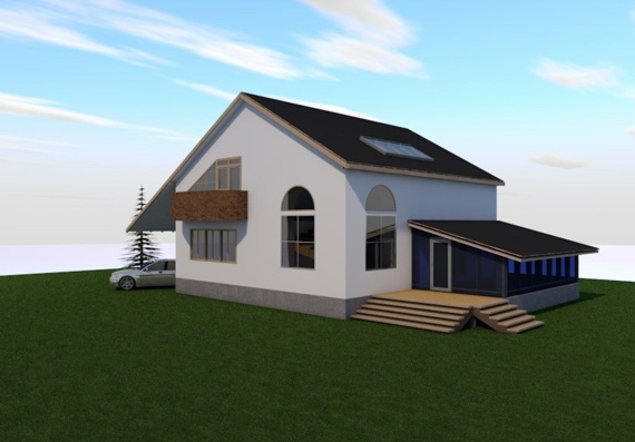 3D model of a country cottage for II-III climatic areas.