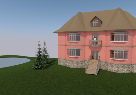 Residential two-story house with attic